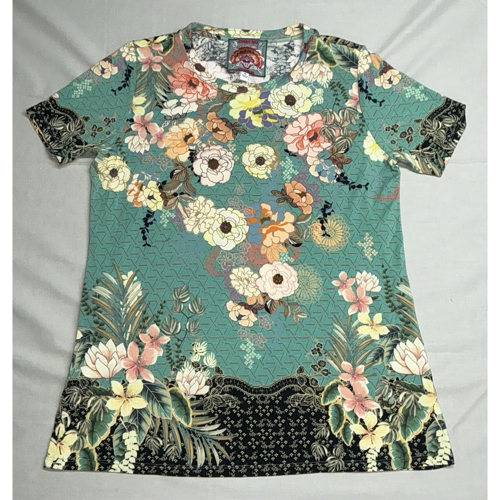 Johnny Was Tee Womens M Millay Floral Print Short Sleeve Jersey Shirt Bamboo